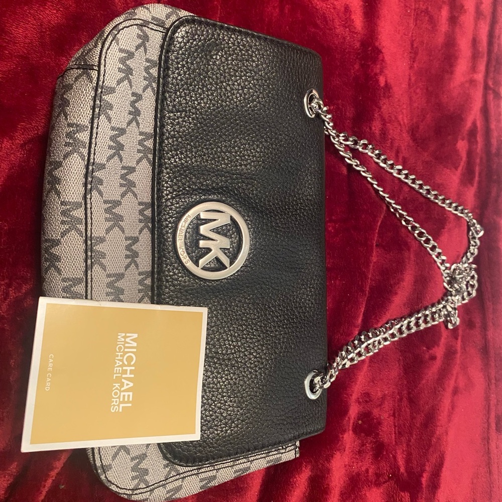 Michael Kors Black and Gray Shoulder Bag